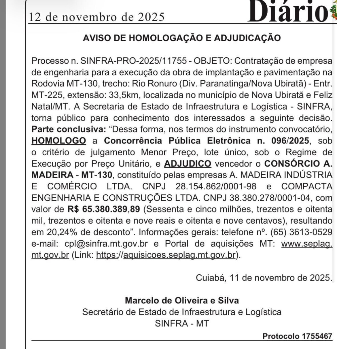 contrato-de-r$-65,3-milhoes-publicado-no-diario-oficial-de-12-de-novembro-vai-para-consorcio-com-socio-ligado-a-familia-do-empresario-cidinho-dos-santos