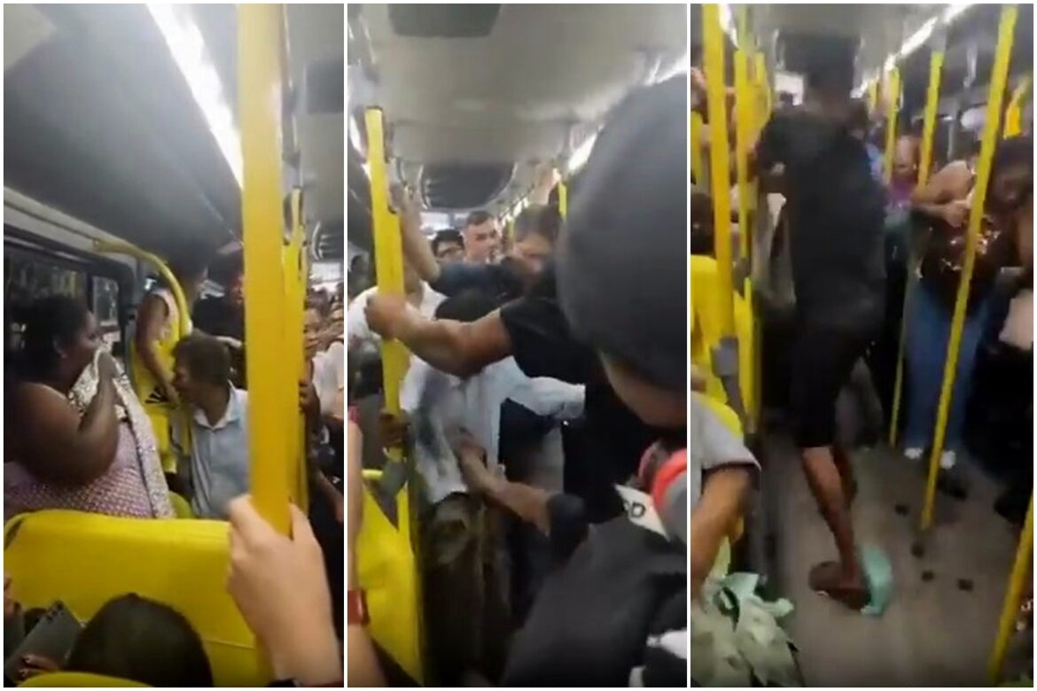 mulher-defeca-em-onibus,-leva-chute-e-joga-fezes-em-agressor-no-rio