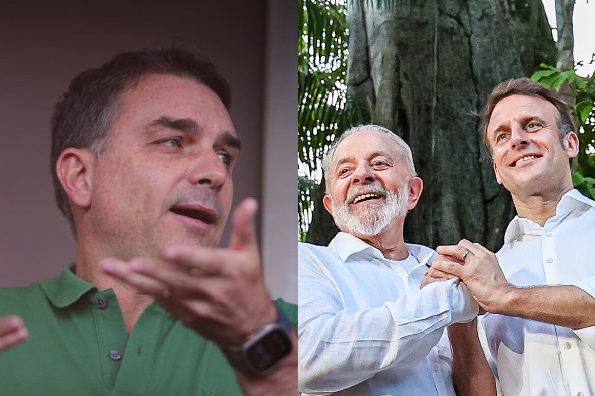 flavio-bolsonaro-diz-que-macron-so-vem-ao-brasil-para-tirar-foto